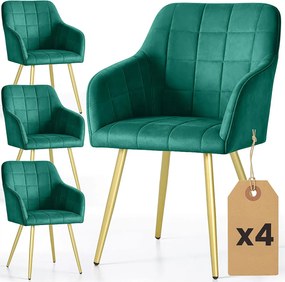 Zestaw 4 zielonych krzeseł pikowanych w stylu glamour S4-R99