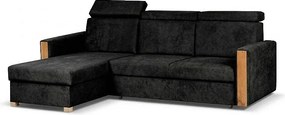 Stylowy narożnik rozkładany lewostronny TANIA 226x160x103 cm w tkaninie GERRA 75 czarnej