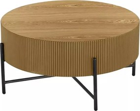 Stolik kawowy Corbi 80 cm do salonu - dąb / czarny mat