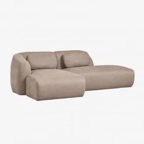 Sofa Modułowy Z Lewym Szezlongiem, 2-częściowy Z Prawym Szezlongiem, Tapicerowany Tkaniną Chenille Coquette Brązowa Szenila Pszeniczna - Sklum