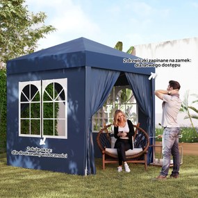 Outsunny Altana Ogrodowa 2x2m Składana 4 Ściany Boczne z Oknami Metal Oxford Czarna | Aosom PL