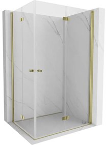 Mexen Mist-F Duo kabina prysznicowa składana prawa 75 x 70 cm, transparent, złota szczotkowana - 8A6-075L-070P-55-00