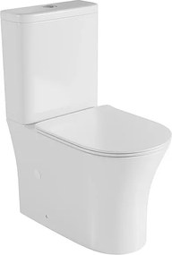 Kompletna Miska WC Rimless Przyścienna | Ultracienka Deska Duroplast Soft Close z Systemem Szybkiego Wypinania | Biały Połysk
