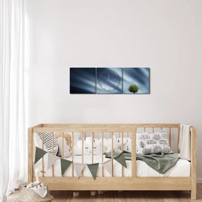 Obraz zorzy polarnej nad wrzosowiskami (z zegarem) (90x30 cm)
