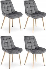 Szare krzesło do kuchni BERA aksamitne