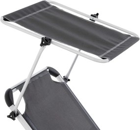 Leżak ogrodowy, składany z daszkem, antracyt 187 cm