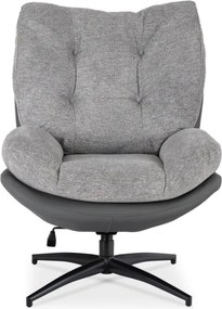 Fotel Wypoczynkowy Obrotowy FREMONT z Podnóżkiem Szary/Czarny Nowoczesny