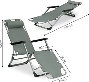 Składany leżak ogrodowy z regulacją Santora 010, szary