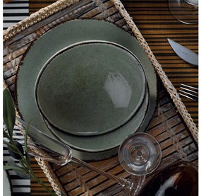 18-częściowy zestaw obiadowy zielony/porcelana