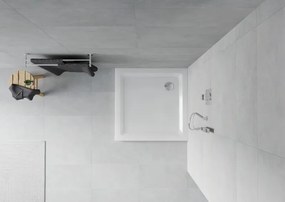 Mexen Flat brodzik kwadratowy slim 100 x 100 cm, biały, syfon chrom - 40101010