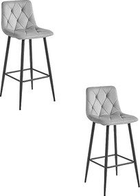Krzesła barowe Valora KODA aksamit srebrnoszary nogi stal czarna x2