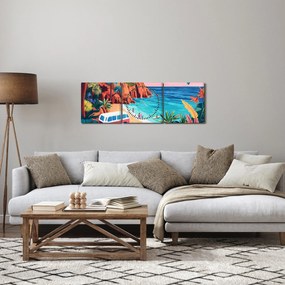 Obraz - Karawan nad oceanem (z zegarem) (90x30 cm)