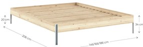 Łóżko dwuosobowe z litego drewna sosnowego ze stelażem 160x200 cm w naturalnym kolorze Core – Karup Design