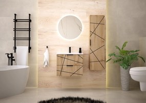 Szafka do łazienki pod wpuszczaną umywalkę Wood 02, dąb wotan, 60 cm
