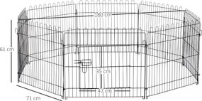PawHut Metalowy kojec dla zwierząt Wybieg dla szczeniąt bezpieczny i przestronny czarny 180x180x61cm | Aosom PL