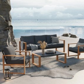 Zestaw Mebli Ogrodowych DUISBURG Sofa Fotel Stolik ANTRACYT / BRĄZOWY