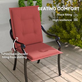 Outsunny Zestaw 4 Poduszek na Krzesła 108 x 50 x 5 cm z Paskami, Do Użytku Zewnętrznego i Wewnętrznego Bordowy