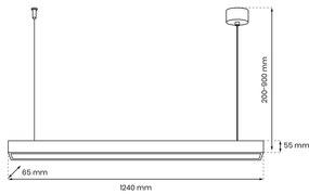 Lampa wisząca LUNGO 1xT8 18W LED, pozioma listwa, czarna