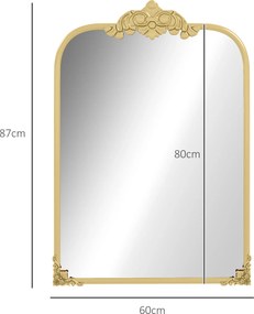 HOMCOM Stylowe Lustro Ścienne, 60x3x87cm, Złoty Kolor
