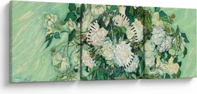 Obraz - Vincent van Gogh, Roses, reprodukcje (z zegarem) (90x30 cm)