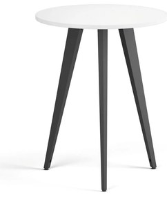 Stolik kawowy PRIMO VIBE, średnica 60 cm, czarna podstawa, biały