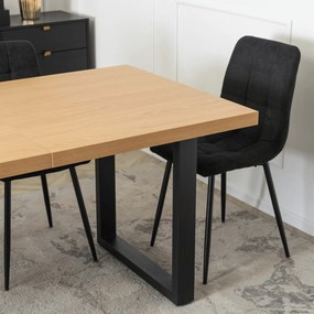 Stół Prostokątny Rozkładany EDWIN 160-260 cm Dąb Złoty/Czarny do Jadalni Nowoczesny Loft