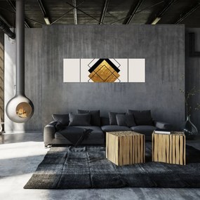 Obraz - Abstrakcja złoto-biała N⁰1 (170x50 cm)