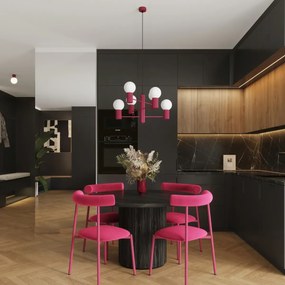 Żyrandol HALO 6 burgund ryflowany SOLLUX  LIGHTING