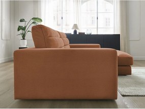 Pomarańczowy aksamitny narożnik (prawostronny/z szezlongiem) Sierra – Bobochic Paris