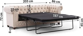 Beżowa aksamitna rozkładana sofa 203 cm York Blik – Ropez