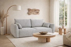 Sofa z funkcją spania i pojemnikiem, tkanina szenilowa Artico, Cement, Zephira