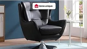 Fotel obrotowy ze skóry ANABA - Czarny