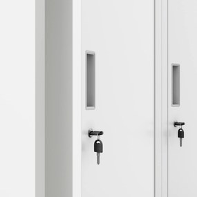 Szafka ubraniowa BHP biała: czterokomorowa KACPER, 800 x 1800 x 500 mm