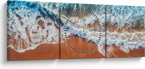 Obraz plaży morskiej (z zegarem) (90x30 cm)