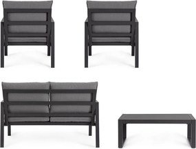 Antracytowy aluminiowy zestaw mebli ogrodowych dla 4 osób Hilde – Bizzotto