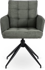 Krzesło Tapicerowane Obrotowe do Salonu AKITA Zielone Sztruksowe Nowoczesne