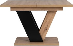 Zestaw Stół Prostokątny Rozkładany CLARK 120-160 cm Dąb Artisan/Czarny i 4 Krzesła Tapicerowane TEX Szare