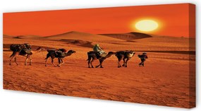 Obraz canvas na ścianę Wielbłądy i Ludzie na Pustyni