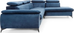 Ciemnoniebieska kanapa narożna rozkładana H0-L40