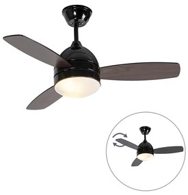 Czarny Wentylator sufitowy z lampą z drewnianym nadrukiem 96 cm z pilotem - Rotar Nowoczesny Oswietlenie wewnetrzne