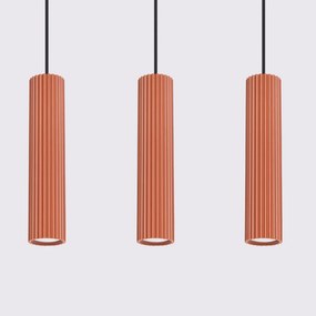 Lampa wisząca KARBON 3L ochra czerwona ryflowana SOLLUX  LIGHTING