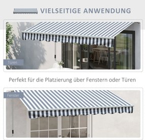 Outsunny markiza markiza przegubowa korbka ręczna balkon 2,95 x 2,45 m aluminiowy szary biały