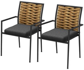 Outsunny Krzesła ogrodowe Krzesła na zewnątrz, Stylowe, mieszczące się w pogodzie, nowoczesne wzornictwo, 57 x 58 x 87cm, Czarny