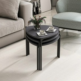 Zestaw stolików pomocniczych Lenny Anthracite, 3 szt.