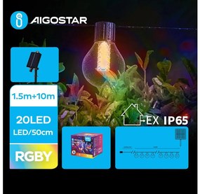 Aigostar - LED Solarny łańcuch bożonarodzeniowy 20xLED/8 funkcji 11,5m IP65 wielobarwny