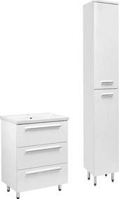 Biały Zestaw do Łazienki Stojący 60cm Szafka z Umywalką Słupek Bryza