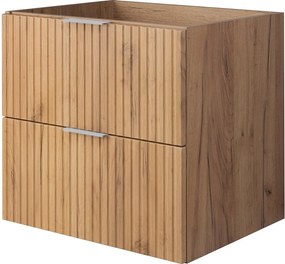 Szafka pod umywalkę, Dąb Craft, 60 x 57 x 46 cm, uchwyt srebrny, bez blatu