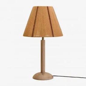 Lampa Stołowa Z Drewna Mango Harry Drewno Mango & Naturalna Ø30 Cm - ↑15 Cm Verena - Sklum