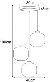 Lampa wisząca z trzema szklanymi kloszami grafitowa P9-R44