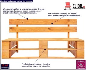 Brązowa ławka ogrodowa z palet - Olefix 2X